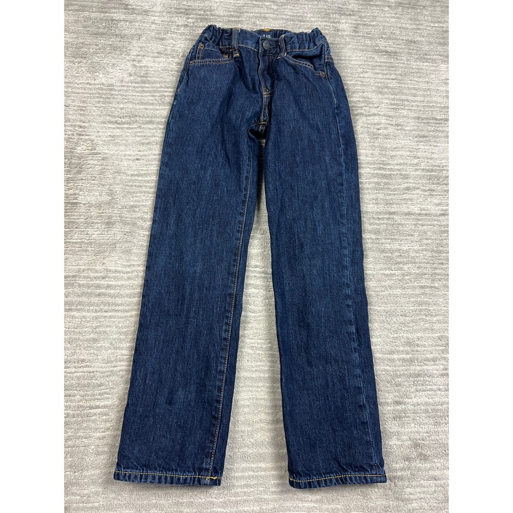 Gap Jeans Boys 10 Regular Blue Straight Leg Flannel Lined Plaid Elastic Waist